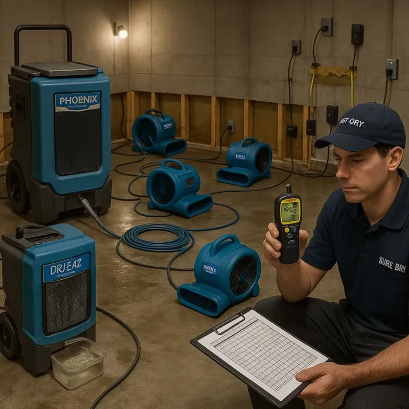 Structural Drying and Dehumidification process in Cherry Hill, NJ